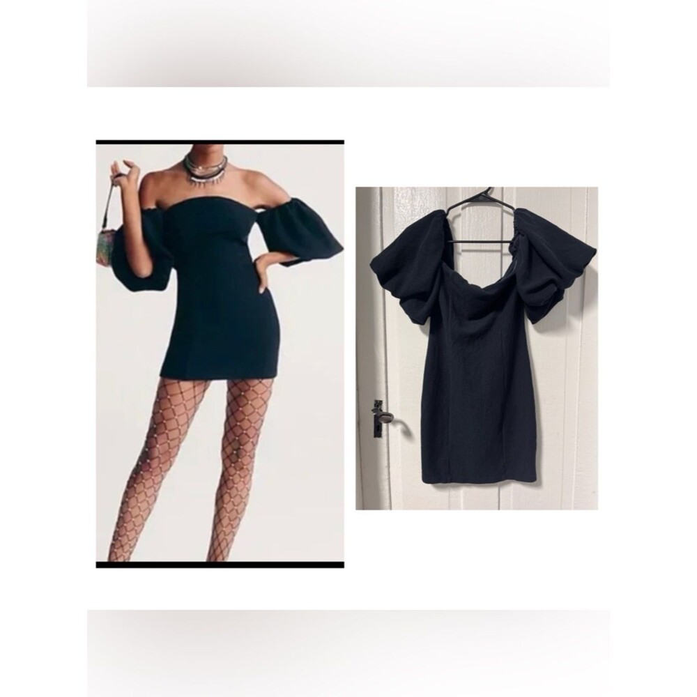 Free People Beach Black Bubbly Off Shoulder Body Con Mini Dress Size XS